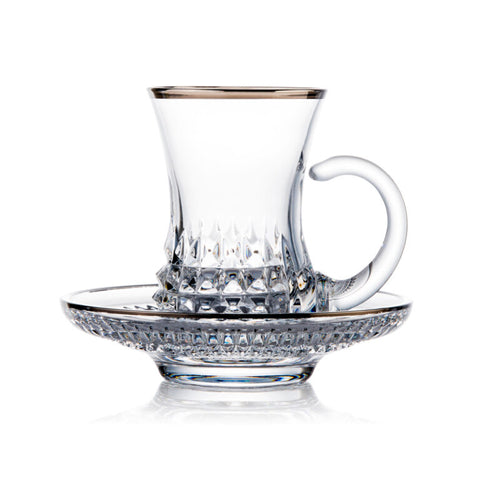 Skodelica za kavo Rogaška s podstavkom – Diamond Platinum – Set 2 kos