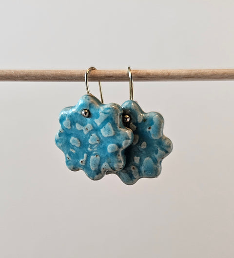 Handmade Ceramic Earrings – Blue Flower