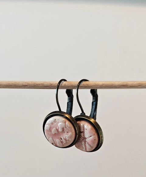 Handmade Ceramic Earrings – Pink Mini Circle