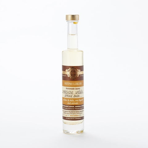 Homemade spruce tip liqueur