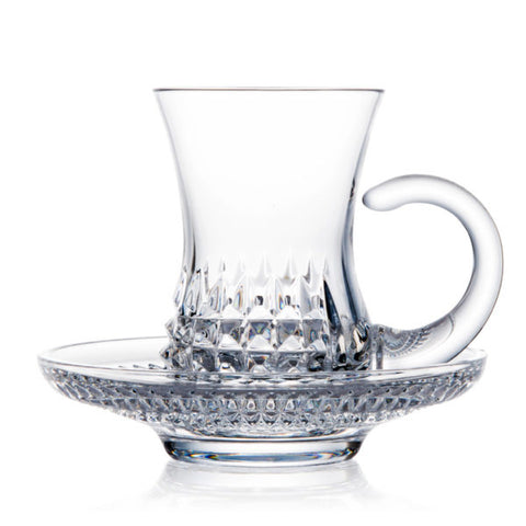Coffee cup Rogaška with saucer – DIAMOND – Set of 2 pieces