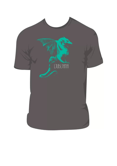 T-shirt with print Ljubljana dragon gray