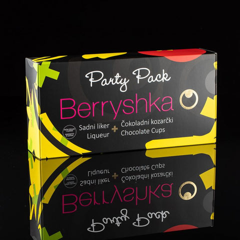 Party pack handmade chocolate cups 105 g & fruit liqueur 500 ml