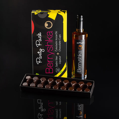 Party pack handmade chocolate cups 105 g & fruit liqueur 500 ml